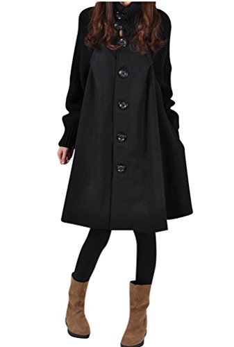 Damen Eleganter Langmantel Wasserfall Faux Wollmantel A Linie Trenchcoat Parka Wintermantel Langarm Outwear XL Schwarz Damen Eleganter Langmantel Wasserfall Faux Wollmantel A Linie Trenchcoat Parka Wintermantel Langarm Outwear XL Schwarz von LaoZan