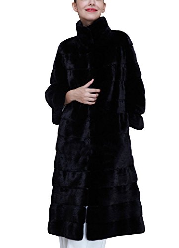 Damen Lang Faux Fur Kunstfell Jacke Kurz Mantel Coat Luxuriös Kunstfell Dick Falsch Fell Mantel XL Schwarz von LaoZan