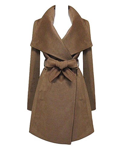 Damen Parka Lange Mantel Wollmantel Faux Warme Jacke Mantel Parka Jacke mit Gürtel XS Dunkelbraun Damen Parka Lange Mantel Wollmantel Faux Warme Jacke Mantel Parka Jacke mit Gürtel XS Dunkelbraun von LaoZan