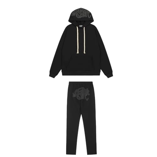 LaoZan 2-teiliges Hoodie Trainingsanzug Outfit Kapuzenpulli und Sweatpants Syna World Jogginganzug Jogginghosen Y2K Hip Hop Streetwear Unisex Freizeitanzug von LaoZan