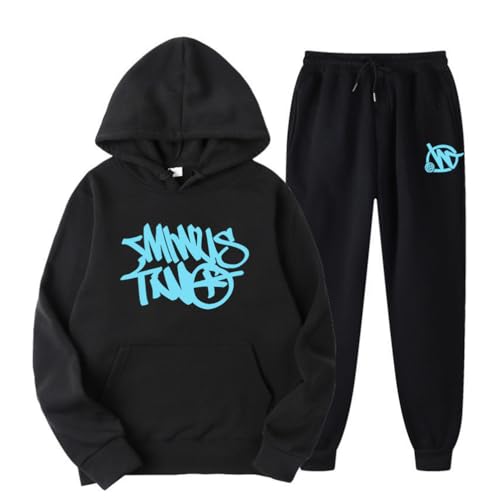 LaoZan 2-teiliges Set Oversized Hoodies Tracksuit Jogginghosen Herren Min Two Y2K Hip Hop Kapuzenpullover mit Kängurutasche Casual Jacke Langarm Sweatshirt von LaoZan