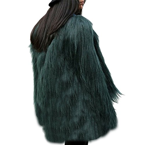 LaoZan Damen Faux Fur Kunstfell Jacke Kurz Mantel Coat Kunstfell Dick Fell Mantel Einfarbig Slim Fit M Dunkel Grün von LaoZan