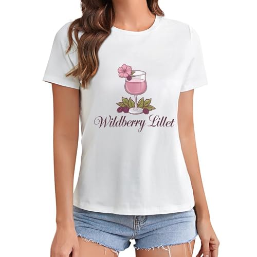 LaoZan Damen Fun-T-Shirts Sommer Cocktail Party Wildberry Lillet T-Shirt Casual Locker Kurzarm Bluse Tops Fun-T-Shirts von LaoZan