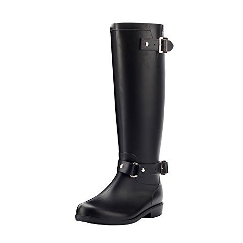 LaoZan Damen Hohe Stiefel Zipper Punk - Stil für Herbst und Winter - Schwarz2-40?Fußlänge 24.1-24.5 cm von LaoZan