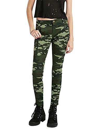 LaoZan Damen Jeans Hose Skinny Röhre Camouflage Damenjeans Army Hüftjeans Hüfthose Stretch von LaoZan