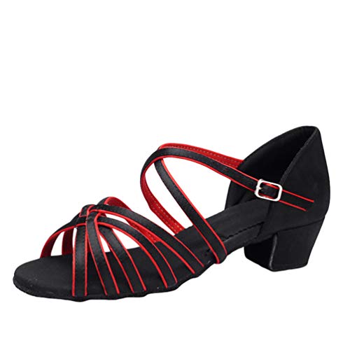 LaoZan Damen Mädchen Kleinkind Kinder Salsa Tanzschuhe Latein Tango Tanz Pumps Sandalen Party Schuhe (Schwarz#3, Größe 41) von LaoZan