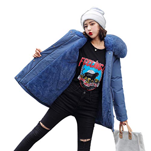 LaoZan Damen Thermisch Winddicht Winterjacke Taillenkordelzug Wintermantel Daunenjacke Jacke Outwear Mit Imitate Pelzkragen Steppmantel (Stil 4,M) von LaoZan