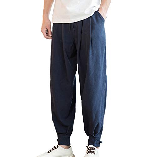 LaoZan Haremshose Männer Herren Hippie Kleidung Pumphose Männer Freizeithose Fitness Hippie Schlupfhose (Grau, Asia 5XL) von LaoZan