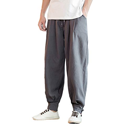 LaoZan Haremshose Männer Herren Hippie Kleidung Pumphose Männer Freizeithose Fitness Hippie Schlupfhose (Schwarz, Asia L) von LaoZan