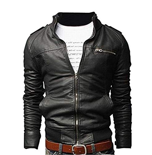 LaoZan Herrenjacke PU Lederjacke Bikerjacke Kunstlederjacke Ubergangsjacke Kunstleder Mäntel Jacken Männer Winterjacke M Schwarz von LaoZan