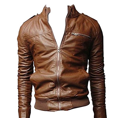 LaoZan Herrenjacke PU Lederjacke Bikerjacke Kunstlederjacke Ubergangsjacke Kunstleder Mäntel Jacken Männer Winterjacke XL Braun von LaoZan