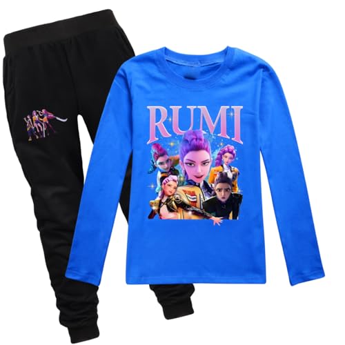 LaoZan KPop Demon Kinder Outfit Set | Langarmshirt + Hose | 12 Farben | 100% Baumwolle | Passend für 100-170cm Jungen & Mädchen von LaoZan