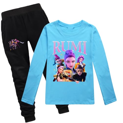 LaoZan KPop Demon Kinder Outfit Set | Langarmshirt + Hose | 12 Farben | 100% Baumwolle | Passend für 100-170cm Jungen & Mädchen von LaoZan