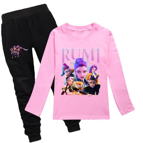 LaoZan KPop Demon Kinder Outfit Set | Langarmshirt + Hose | 12 Farben | 100% Baumwolle | Passend für 100-170cm Jungen & Mädchen von LaoZan