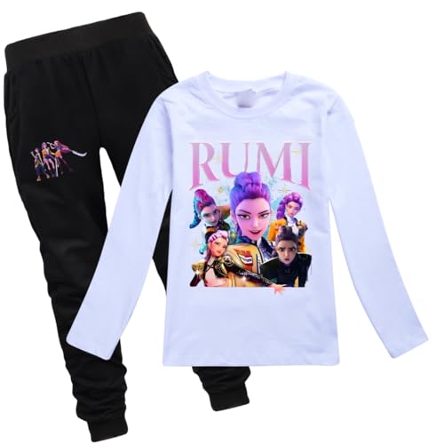 LaoZan KPop Demon Kinder Outfit Set | Langarmshirt + Hose | 12 Farben | 100% Baumwolle | Passend für 100-170cm Jungen & Mädchen von LaoZan