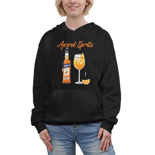 LaoZan Pullover Damen Herren Langarm Kapuzenpullover Aperol Spritz Kostüm I Karneval Fasching Spruch Hoodie - Schwarz, S von LaoZan