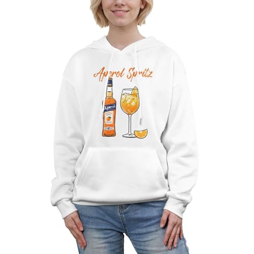 LaoZan Pullover Damen Herren Langarm Kapuzenpullover Aperol Spritz Kostüm I Karneval Fasching Spruch Hoodie - Weiß, XXL von LaoZan