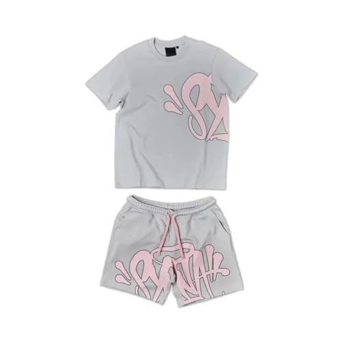 LaoZan Syna World Graphic T-Shirt and Shorts Summer Casual Outfit Pure White Y2K Set von LaoZan
