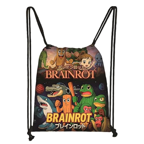 LaoZan Tung Tung Tung Sahur Turnbeutel Wasserdichter – Sportbeutel für Kinder & Erwachsene, Trendige Animation Design für Schule/Sport/Strand von LaoZan