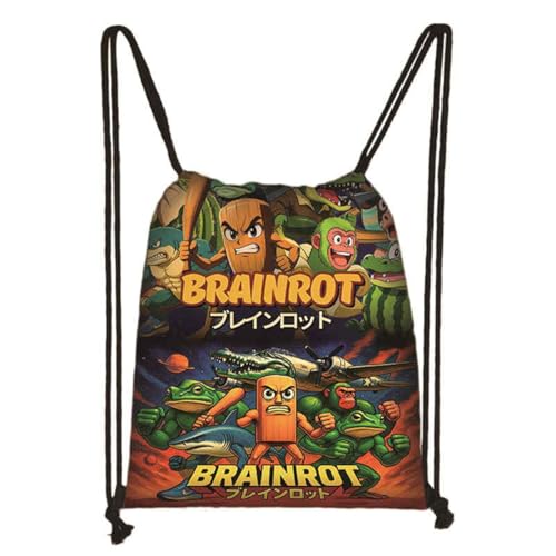 LaoZan Tung Tung Tung Sahur Turnbeutel Wasserdichter – Sportbeutel für Kinder & Erwachsene, Trendige Animation Design für Schule/Sport/Strand von LaoZan