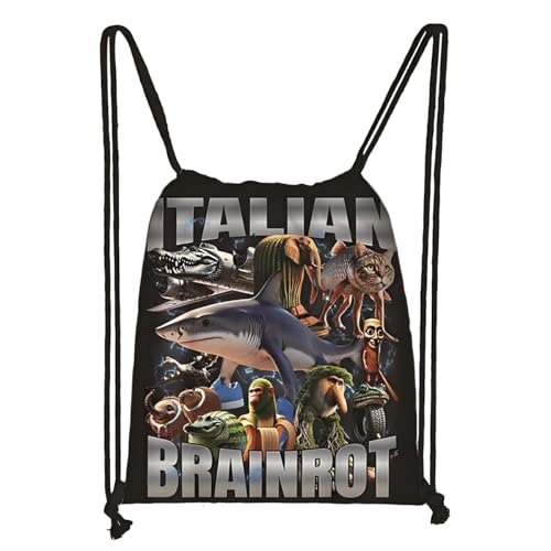 LaoZan Tung Tung Tung Sahur Turnbeutel Wasserdichter – Sportbeutel für Kinder & Erwachsene, Trendige Animation Design für Schule/Sport/Strand von LaoZan