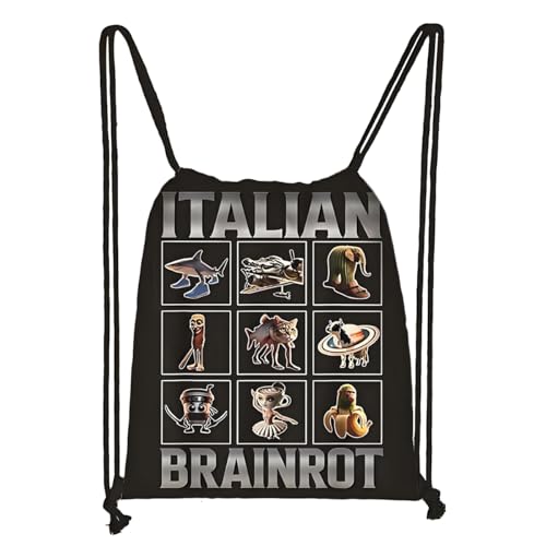 LaoZan Tung Tung Tung Sahur Turnbeutel Wasserdichter – Sportbeutel für Kinder & Erwachsene, Trendige Animation Design für Schule/Sport/Strand von LaoZan