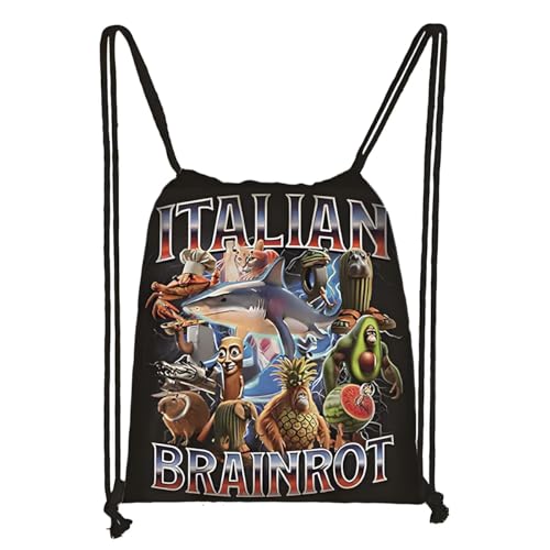 LaoZan Tung Tung Tung Sahur Turnbeutel Wasserdichter – Sportbeutel für Kinder & Erwachsene, Trendige Animation Design für Schule/Sport/Strand von LaoZan