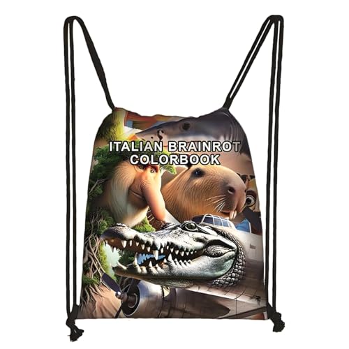 LaoZan Tung Tung Tung Sahur Turnbeutel Wasserdichter – Sportbeutel für Kinder & Erwachsene, Trendige Animation Design für Schule/Sport/Strand von LaoZan