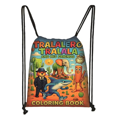 LaoZan Tung Tung Tung Sahur Turnbeutel Wasserdichter – Sportbeutel für Kinder & Erwachsene, Trendige Animation Design für Schule/Sport/Strand von LaoZan