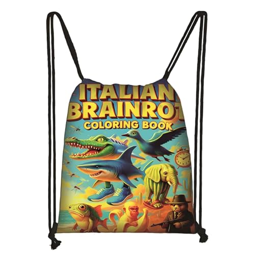 LaoZan Tung Tung Tung Sahur Turnbeutel Wasserdichter – Sportbeutel für Kinder & Erwachsene, Trendige Animation Design für Schule/Sport/Strand von LaoZan