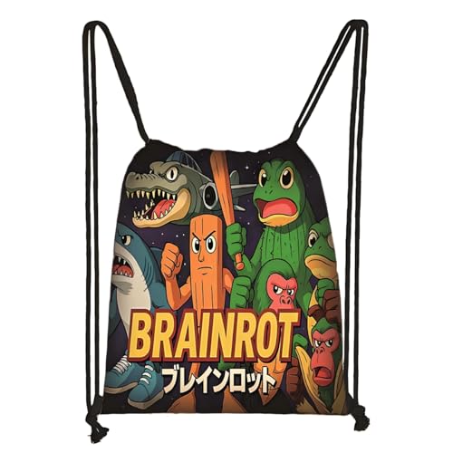 LaoZan Tung Tung Tung Sahur Turnbeutel Wasserdichter – Sportbeutel für Kinder & Erwachsene, Trendige Animation Design für Schule/Sport/Strand von LaoZan