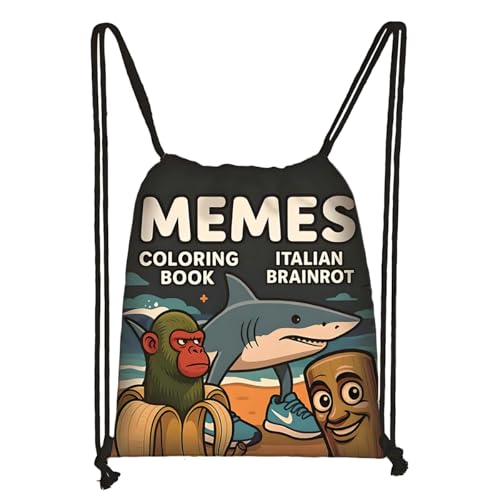 LaoZan Tung Tung Tung Sahur Turnbeutel Wasserdichter – Sportbeutel für Kinder & Erwachsene, Trendige Animation Design für Schule/Sport/Strand von LaoZan