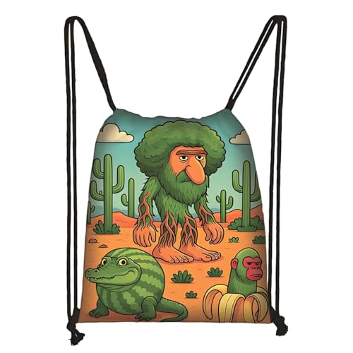 LaoZan Tung Tung Tung Sahur Turnbeutel Wasserdichter – Sportbeutel für Kinder & Erwachsene, Trendige Animation Design für Schule/Sport/Strand von LaoZan