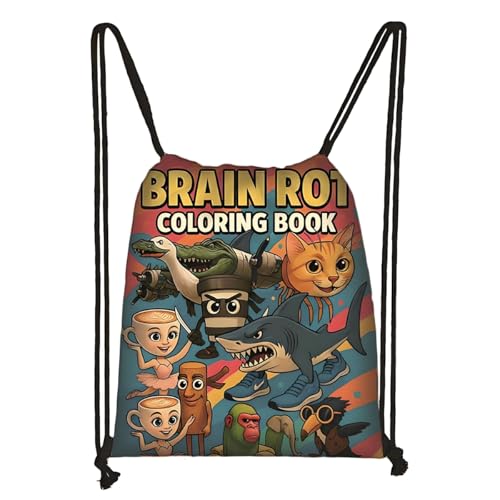 LaoZan Tung Tung Tung Sahur Turnbeutel Wasserdichter – Sportbeutel für Kinder & Erwachsene, Trendige Animation Design für Schule/Sport/Strand von LaoZan