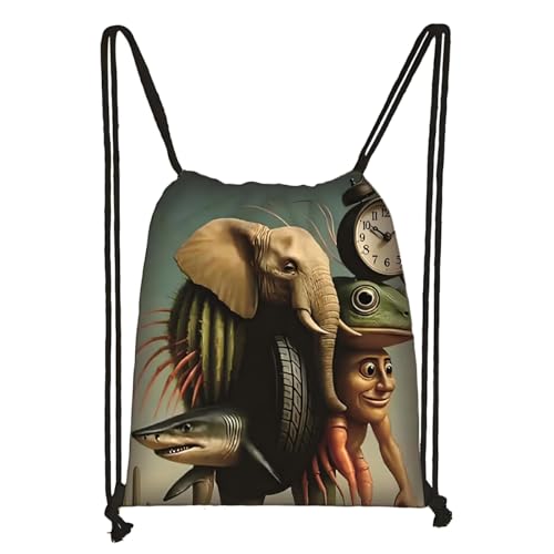 LaoZan Tung Tung Tung Sahur Turnbeutel Wasserdichter – Sportbeutel für Kinder & Erwachsene, Trendige Animation Design für Schule/Sport/Strand von LaoZan