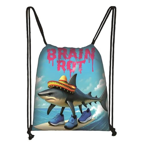 LaoZan Tung Tung Tung Sahur Turnbeutel Wasserdichter – Sportbeutel für Kinder & Erwachsene, Trendige Animation Design für Schule/Sport/Strand von LaoZan