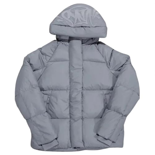 LaoZan Wattierte Daunenjacke für Herren Kurz Syna World Winterjacke Mit Abnehmbare Kapuze Y2K Streetwear Warme Baumwolle Jacken von LaoZan