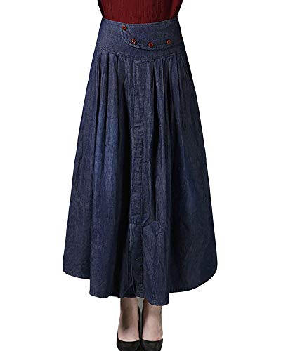 Damen Elegant Jeansrock A Linie Faltenrock Lang Hohe Taille Vintage Sommerrock Große Größen 5XL Damen Elegant Jeansrock A Linie Faltenrock Lang Hohe Taille Vintage Sommerrock Große Größen 5XL von LaoZanA