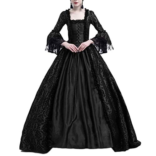 Damen Langarm Renaissance Mittelalter Kleid Viktorianischen Königin Kostüm Maxikleid Schwarz L Damen Langarm Renaissance Mittelalter Kleid Viktorianischen Königin Kostüm Maxikleid Schwarz L von LaoZanA