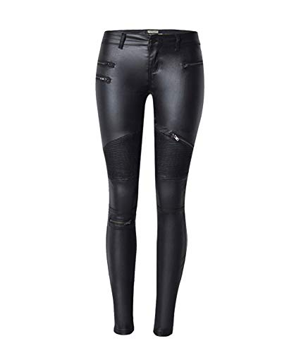 Damen Slim Fit Kunstleder Hose Skinny Leggings Hosen Schwarz Damen Slim Fit Kunstleder Hose Skinny Leggings Hosen Schwarz von LaoZanA