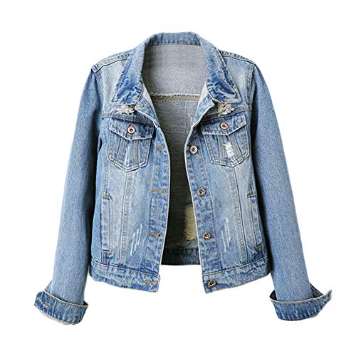 LaoZanA Damen Jeansjacke Übergangsjacke Leichte Jacke Denim Beiläufige Outwear Jeans Mantel 5XL LaoZanA Damen Jeansjacke Übergangsjacke Leichte Jacke Denim Beiläufige Outwear Jeans Mantel 5XL von LaoZanA