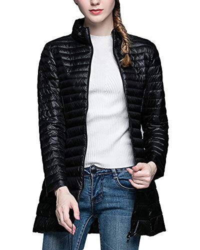 LaoZanA Damen Ultraleicht Warm Daunenjacke Winterjacke Wintermantel Schwarz 4XL von LaoZanA