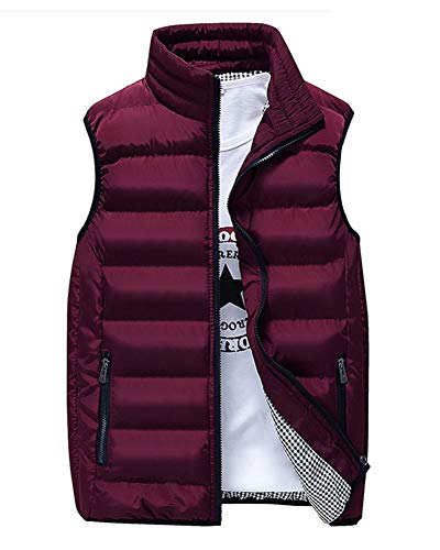 LaoZanA Daunenweste Herren Übergangsweste Warme Ärmellose Daunenjacke Steppweste Daunenmantel Winterjacke Weinrot M von LaoZanA