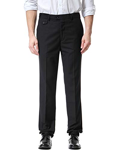 LaoZanA Herren Casual Smokinghosen Anzughosen Formal Business Straight Fit Schwarz 4XL von LaoZanA