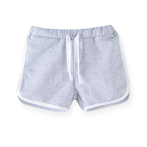 LaoZanA Kinder Jungen Mädchen Kordelzug Sommer Shorts Kurze Hose Hotpants Grau 140 von LaoZanA