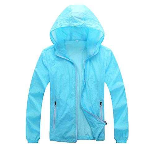Unisex Herren Damen Sommer Ultra Dünne Leicht Sonnenschutz Anti-UV Hoodie Regenjacke Minzgrün L von LaoZanA