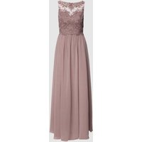 Laona Abendkleid mit Ziersteinen und floralen Stickereien in Mauve, Größe 36 von Laona