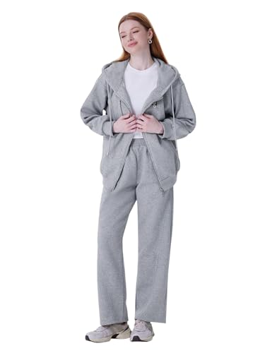 LAPA Fleece Trainingsanzug Sets Damen Jogginganzug Stirckjacke Hausanzug Reißverschluss Pullover Kapuzejacke Sweathose Suit Freizeitanzug von LAPA