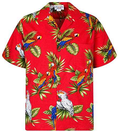 P.L.A. Pacific Legend Original Hawaiihemd, Kurzarm, Kakadu, Rot, S von Lapa