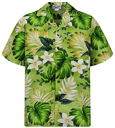 P.L.A. Pacific Legend Original Hawaiihemd, Kurzarm, New Flower, Grün, S von Lapa